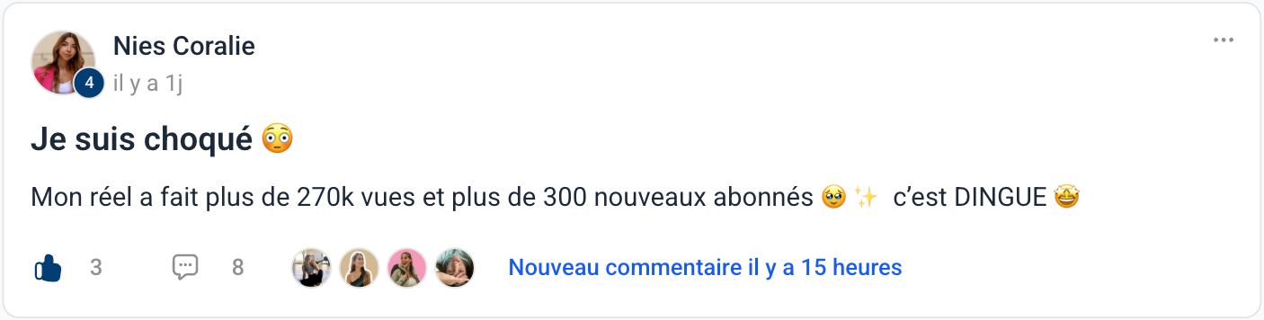 Témoignage — Coralie : +270k vues et 300 nouveaux abonnés