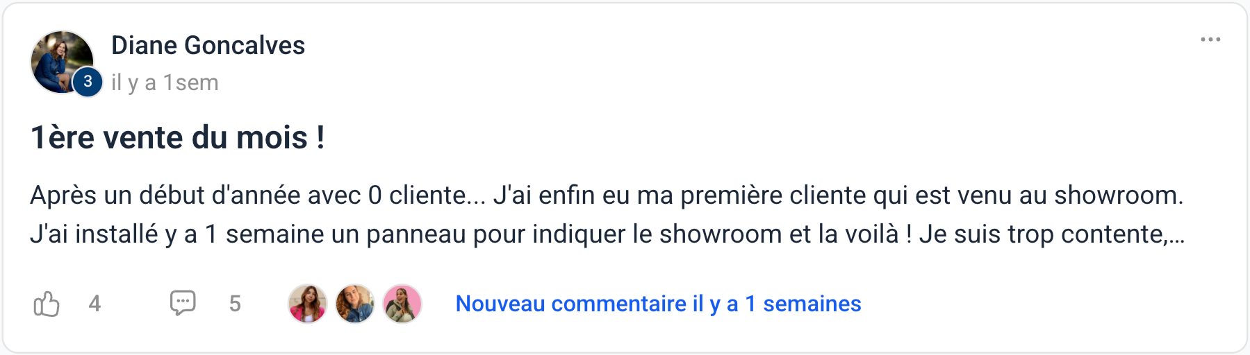 Témoignage — Diane : 1ère vente du mois