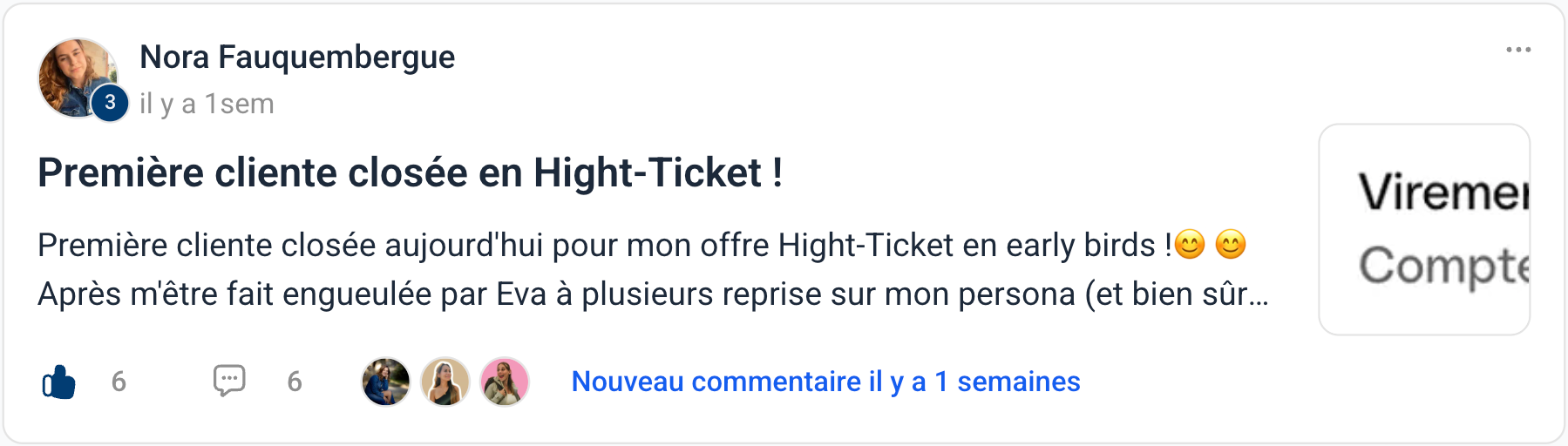 Témoignage — Nora : première cliente closée en high-ticket
